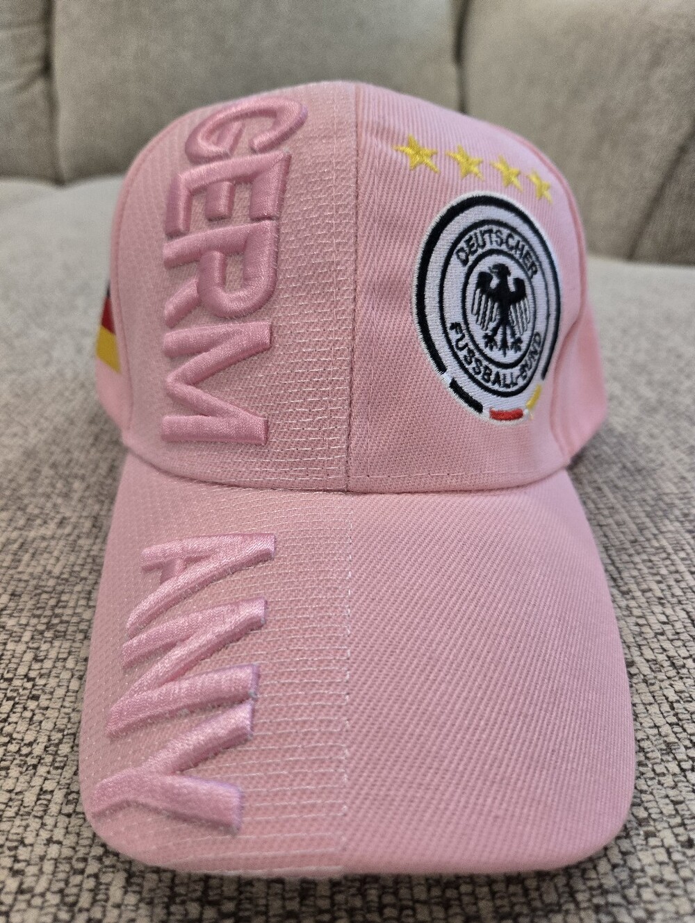 Pink Germany FuΓball Embroidered Adjustable Baseball Cap